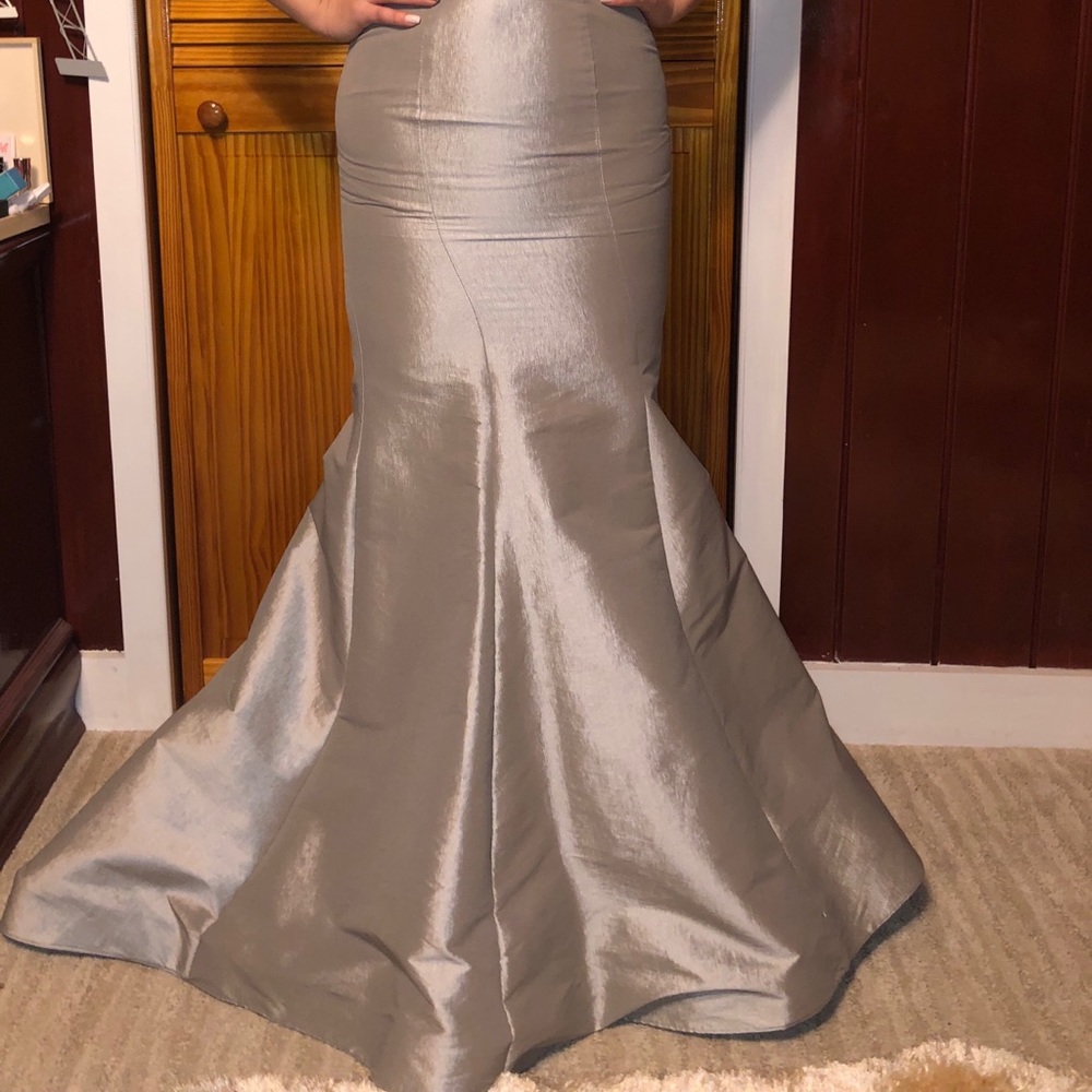 Gray/Silver Two Piece Prom Dress - Picture 4 of 6